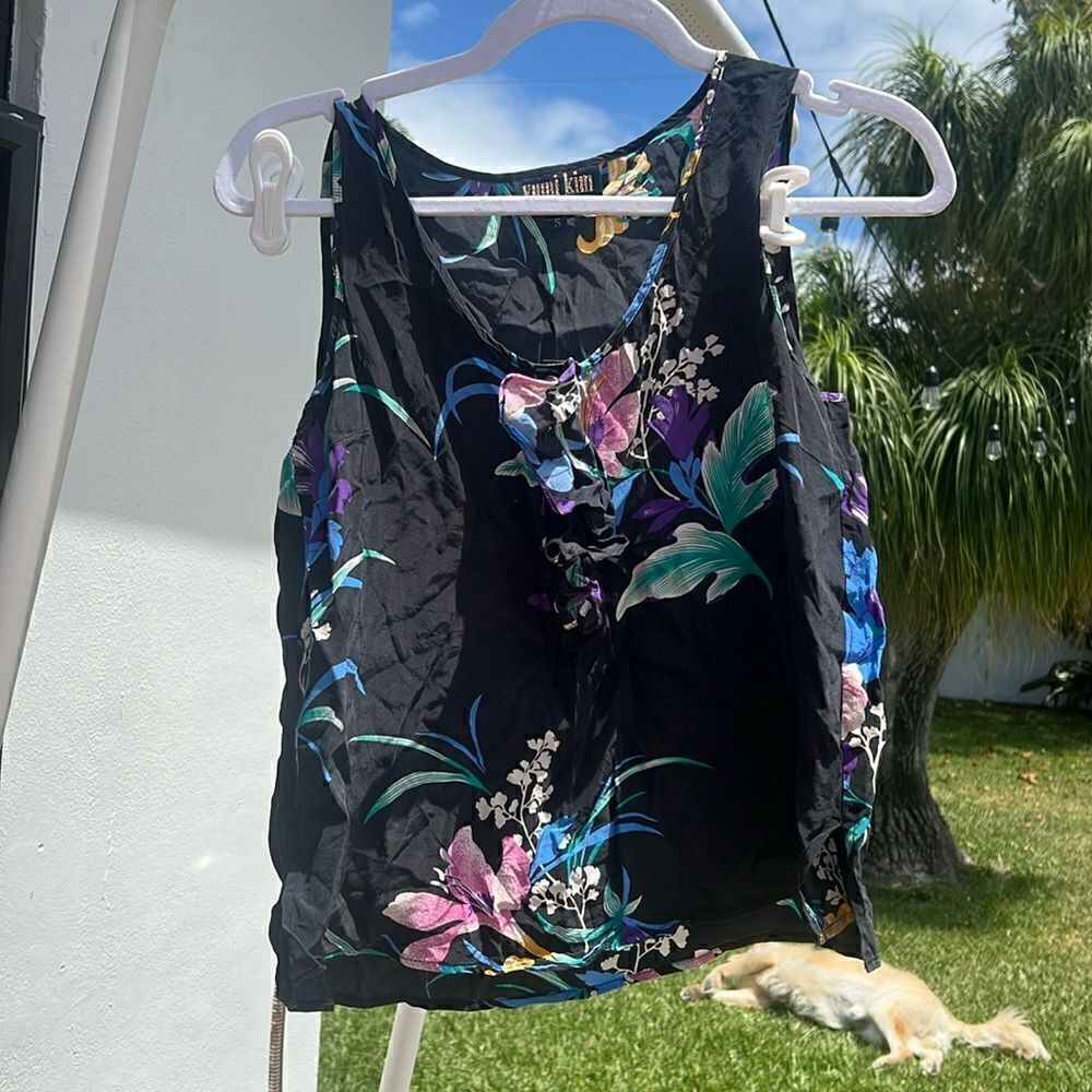 Yumi Kim 100% Silk Tank - Black Floral NEW Tank - Size Small
